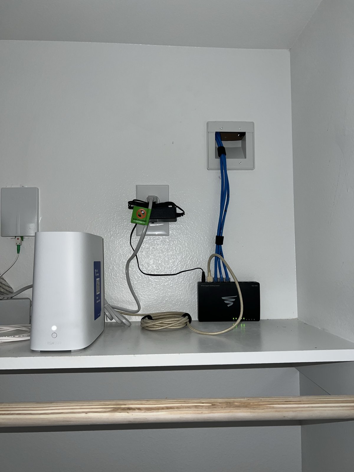 Network closet — clean runs & switch